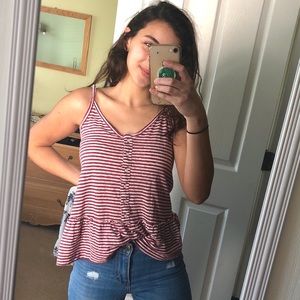 Stripped peplum tank top